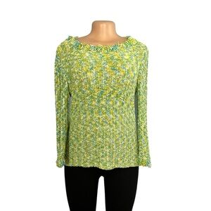 Easy Spirit Green and Blue Vintage Y2K Frill Sweater